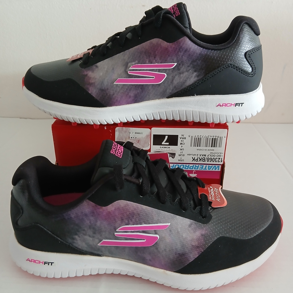 Skechers Women's Black and Purple Sneakers $55